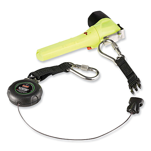 ergodyne Squids 3000 Retractable Tool Lanyard with Carabiner Anchor, 1 lb Working Capacity, 48" Long, Black (19300)