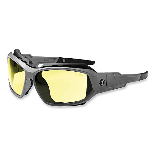 ergodyne Skullerz Loki Safety Glasses/Goggles, Matte Gray Nylon Impact Frame, Yellow Polycarbonate Lens (56150)