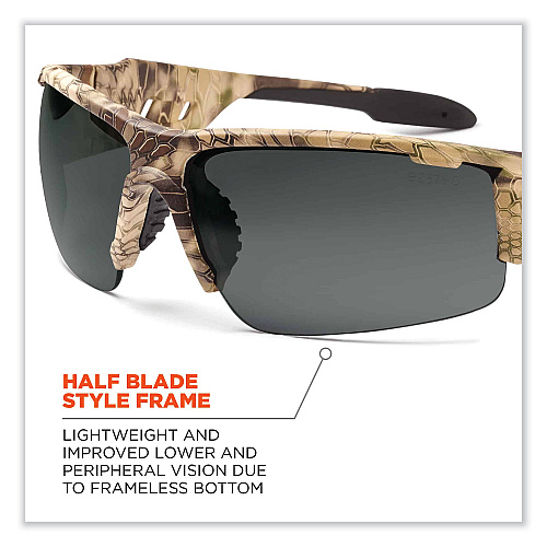 ergodyne Skullerz Dagr Safety Glasses, Kryptek Highlander Nylon Impact Frame, Smoke Polycarbonate Lens (52330)