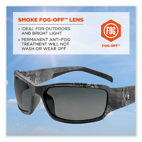 ergodyne Skullerz Thor Safety Glasses, Kryptek Tyhpon Nylon Impact Frame, Anti-Fog Polycarbonate Lens (51333)