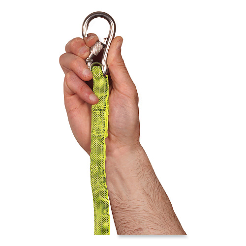 ergodyne Squids 3101 Lanyard with Stainless Steel Carabiner + Cinch-Loop, 15 lb Max Working Capacity, 35" to 45" Long, Lime (19007)