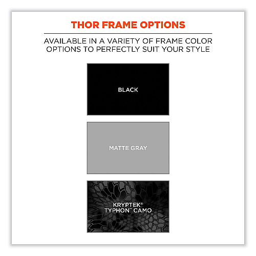 ergodyne Skullerz Thor Safety Glasses, Matte Gray Nylon Impact Frame, Clear Polycarbonate Lens (51100)