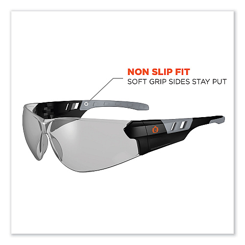 ergodyne Skullerz Saga Frameless Safety Glasses, Black Nylon Impact Frame, Anti-Fog Indoor/Outdoor Polycarbonate Lens (59183)