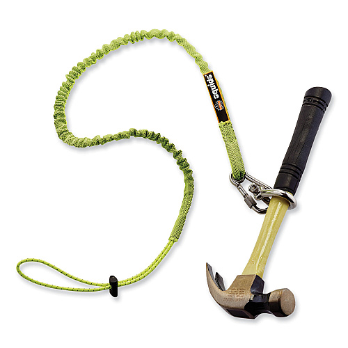 ergodyne Squids 3101 Lanyard with Stainless Steel Carabiner + Cinch-Loop, 15 lb Max Working Capacity, 42" to 54" Long, Lime (19017)