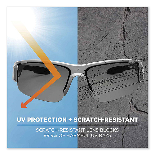 ergodyne Skullerz Dagr Safety Glasses, Matte Gray Nylon Impact Frame, Anti-Fog Smoke Polycarbonate Lens (52133)