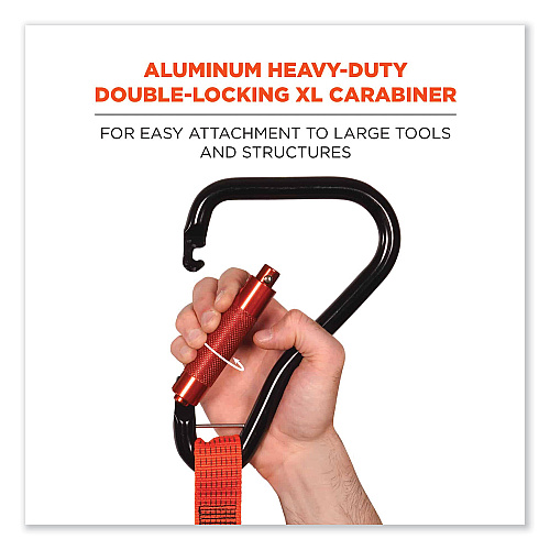 ergodyne Squids 3149 Tool Lanyard with XL + Swivel Carabiners, 80 lb Max Work Capacity, 76" Long, Orange/Black (19149)