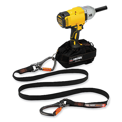 ergodyne Squids 3139 Tool Lanyard with 2 Locking Swivel Carabiners, 40 lb Max Working Capacity, 76" Long, Black/Orange (19139)