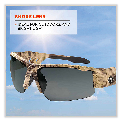 ergodyne Skullerz Dagr Safety Glasses, Kryptek Highlander Nylon Impact Frame, Smoke Polycarbonate Lens (52330)
