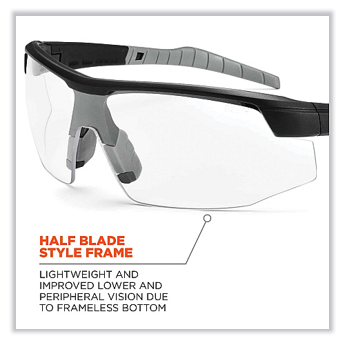 ergodyne Skullerz Skoll Safety Glasses, Matte Black Nylon Impact Frame, Anti-Fog Clear Polycarbonate Lens (59003)