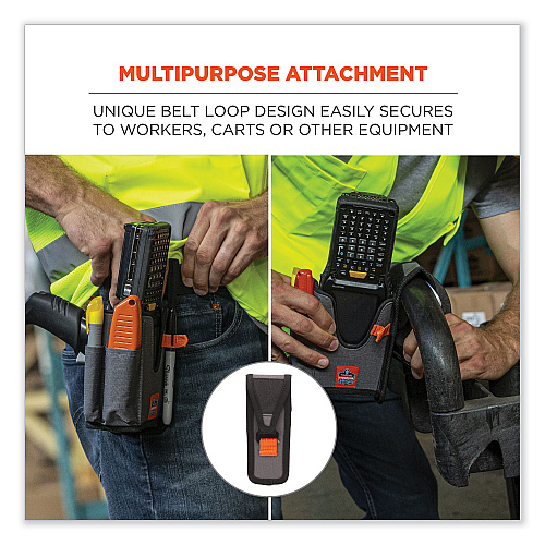 ergodyne Squids 5540 Handheld Barcode Scanner Holster with Belt Loop, Small, 2.75 x 3.5 x 7.3, Polyester, Gray (19180)