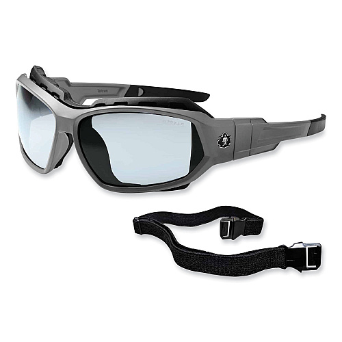 ergodyne Skullerz Loki Safety Glasses/Goggles, Matte Gray Nylon Impact Frame, Indoor/Outdoor Polycarbonate Lens (56180)