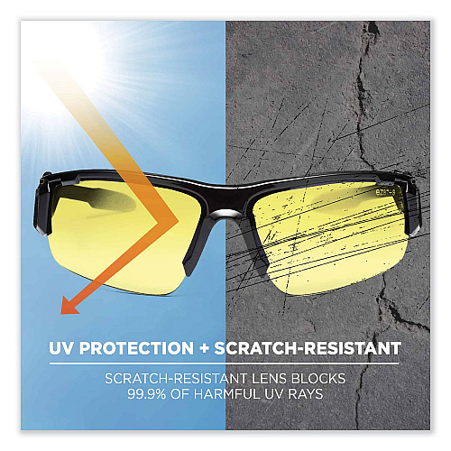 ergodyne Skullerz Dagr Safety Glasses, Black Nylon Impact Frame, Yellow Polycarbonate Lens (52050)