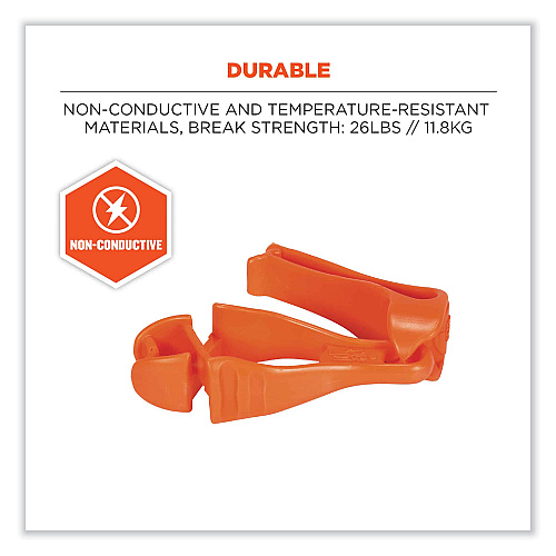 ergodyne Squids 3405 Belt Clip Glove Clip Holder, 1 x 1 x 6, Acetal Copolymer, Orange (19128)