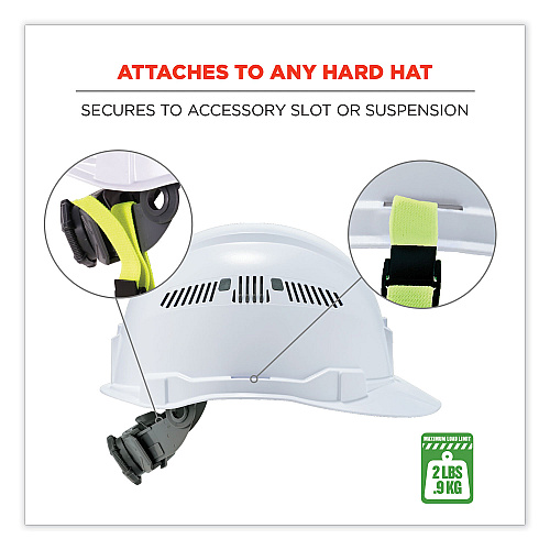 ergodyne Squids 3155 Elastic Lanyard with Clamp, 2 lb Max Working Capacity, 18" to 48" Long, Lime (19155)
