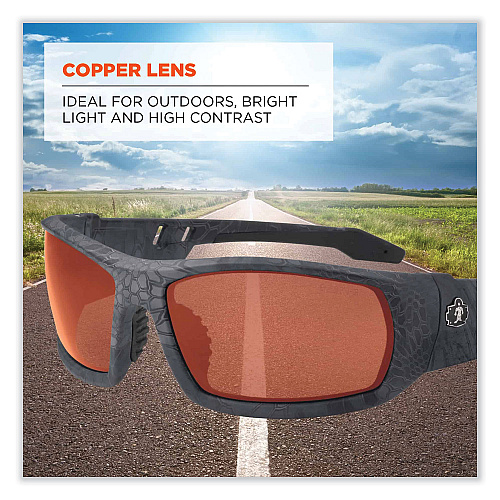ergodyne Skullerz Odin Safety Glasses, Kryptek Typhon Nylon Impact Frame, Copper Polycarbonate Lens (50520)