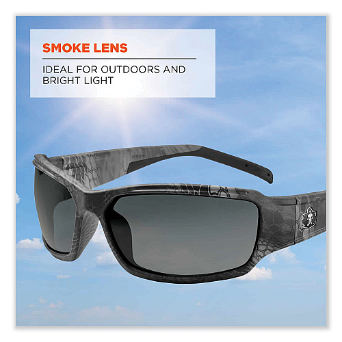 ergodyne Skullerz Thor Safety Glasses, Kryptek Tyhpon Nylon Impact Frame, Smoke Polycarbonate Lens (51330)