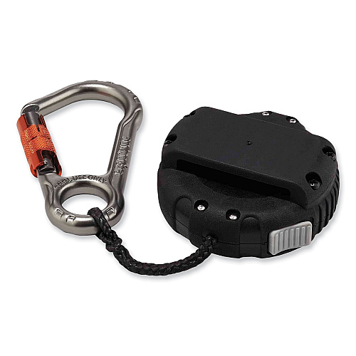 ergodyne Squids 3010 Retractable Lanyard with Locking Carabiner + Belt Clip, 5 lb Max Working Capacity, 48" Long, Black (19310)