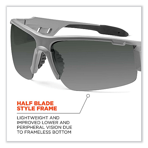 ergodyne Skullerz Dagr Safety Glasses, Matte Gray Nylon Impact Frame, Polarized Smoke Polycarbonate Lens (52131)