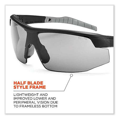 ergodyne Skullerz Skoll Safety Glasses, Matte Black Nylon Impact Frame, Anti-Fog Smoke Polycarbonate Lens (59033)