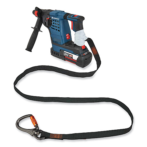 ergodyne Squids 3129 Tool Lanyard with Double-Locking Swivel Carabiner + Loop, 40 lb Max Working Capacity, 76" Long, Black (19137)
