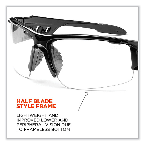 ergodyne Skullerz Dagr Safety Glasses, Matte Black Nylon Impact Frame, Clear Polycarbonate Lens (52400)