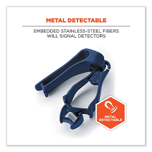 ergodyne Squids 3405MD Metal Detectable Belt Clip Glove Clip Holder, 1 x 1 x 6, Acetal Copolymer, Deep Blue (19142)
