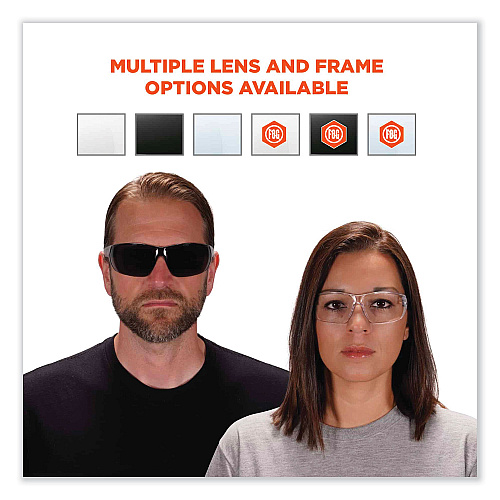 ergodyne Skullerz Vali Frameless Safety Glasses, Black Nylon Impact Frame, Anti-Fog Smoke, Polycarbonate Lens (59233)
