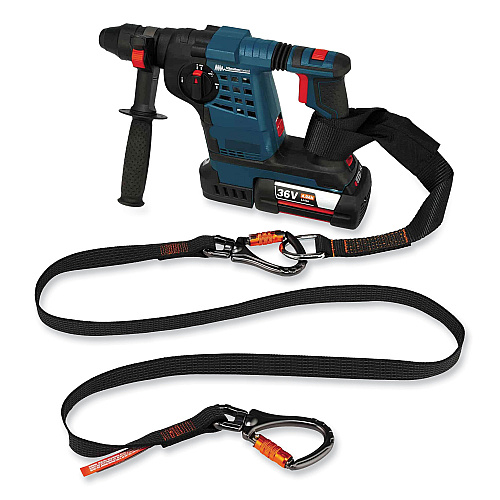 ergodyne Squids 3139 Tool Lanyard with 2 Locking Swivel Carabiners, 40 lb Max Working Capacity, 76" Long, Black/Orange (19139)