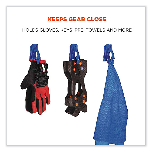 ergodyne Squids 3405 Belt Clip Glove Clip Holder, 1 x 1 x 6, Acetal Copolymer, Blue (19127)