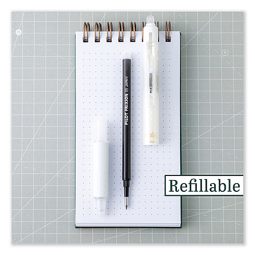 Pilot FriXion Clicker Design Erasable Gel Pen, Retractable, Extra-Fine 0.5 mm, Black Ink, White Barrel, Dozen (15128)