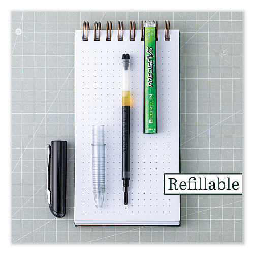 Pilot Precise V5 BeGreen Roller Ball Pen, Stick, Extra-Fine 0.5 mm, Black Ink, Black Barrel, Dozen (26300)