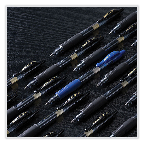 Pilot G2 Premium Gel Pen, Retractable, Fine 0.7 mm, Blue Ink, Smoke/Blue Barrel, 2/Pack (31032)