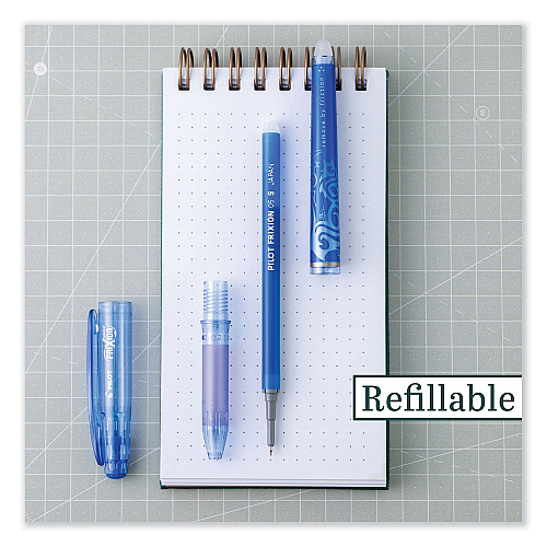 Pilot FriXion Point Erasable Gel Pen, Stick, Extra-Fine 0.5 mm, Blue Ink, Blue/Silver/Transparent Blue Barrel (31574)