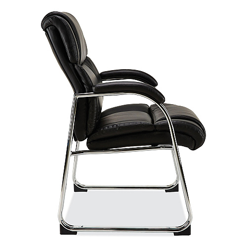 Alera Hildred Series Guest Chair, 25" x 28.94" x 37.8", Black Seat, Black Back, Chrome Base (ALEHD4319)
