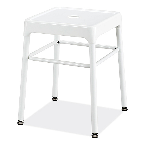 Safco Steel GuestBistro Stool, Backless, Supports Up to 250 lb, 18" Seat Height, White Seat, White Base (6604WH)