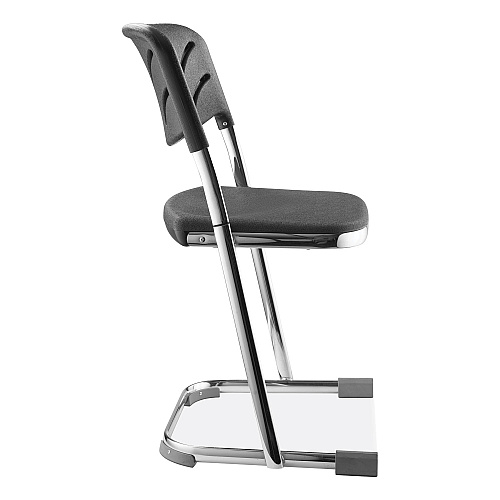 NPS 6600 Series Elephant Z-Stool With Backrest, Supports Up to 500 lb, 18" Seat Height, Black Seat, Black Back, Chrome Frame (6618B)