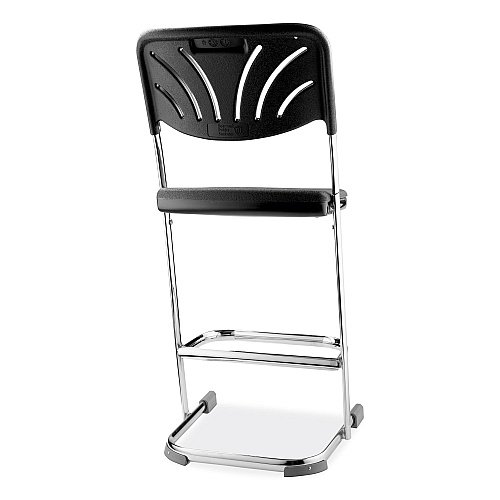 NPS 6600 Series Elephant Z-Stool With Backrest, Supports Up to 500 lb, 24" Seat Heightt, Black Seat, Black Back, Chrome Frame (6624B)