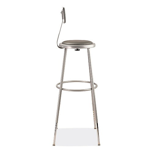 NPS 6400 Series Height Adjustable Heavy Duty Padded Stool with Backrest, Supports 300 Up to lb, 32" to 39" Seat Height, Gray (6430HB)