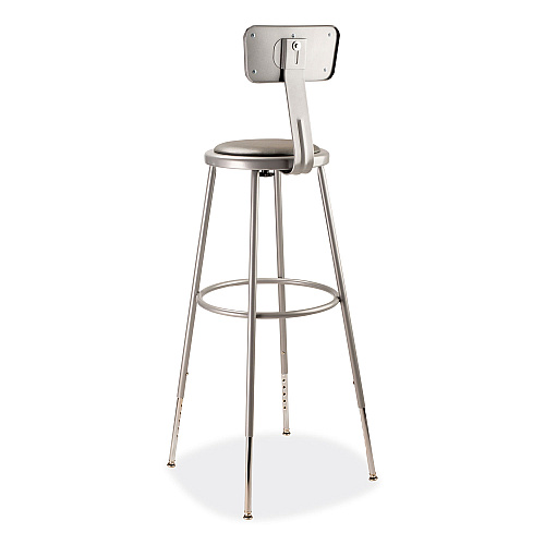 NPS 6400 Series Height Adjustable Heavy Duty Padded Stool with Backrest, Supports 300 Up to lb, 32" to 39" Seat Height, Gray (6430HB)