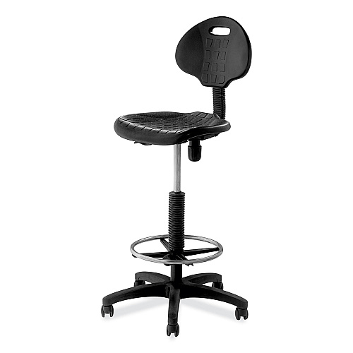 NPS 6700 Series Polyurethane Adj Height Task Chair, Supports 300 lb, 22" to 32" Seat Height, Black Seat, Black Back, Black Base (6722HB)