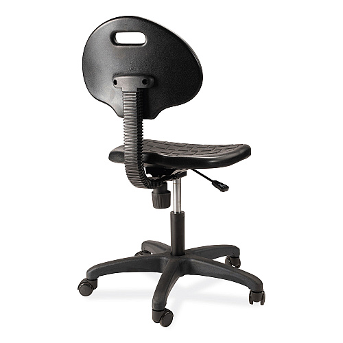 NPS 6700 Series Polyurethane Adj Height Task Chair, Supports 300 lb, 16" to 21" Seat Height, Black Seat, Black Back, Black Base (6716HB)