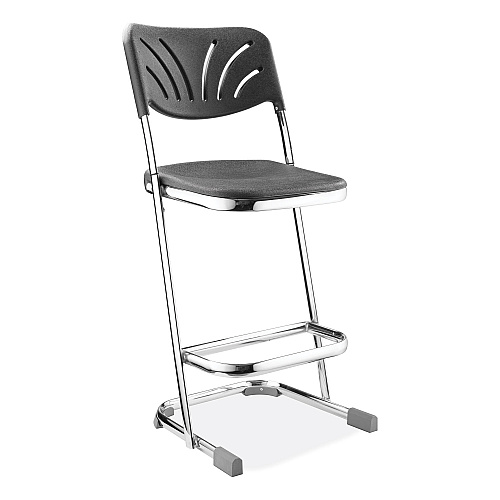 NPS 6600 Series Elephant Z-Stool With Backrest, Supports Up to 500 lb, 24" Seat Heightt, Black Seat, Black Back, Chrome Frame (6624B)