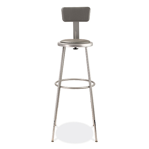 NPS 6400 Series Height Adjustable Heavy Duty Padded Stool with Backrest, Supports 300 Up to lb, 32" to 39" Seat Height, Gray (6430HB)