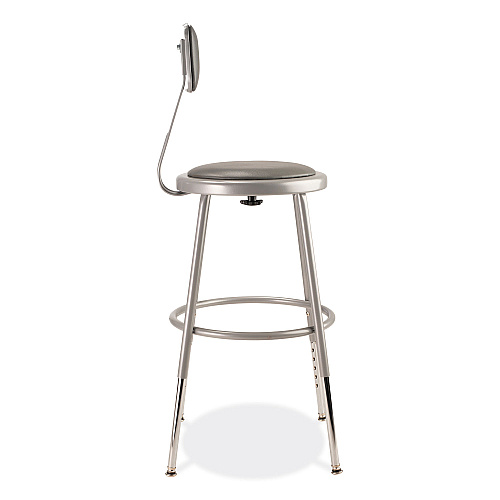 NPS 6400 Series Height Adjustable Heavy Duty Padded Stool with Backrest, Supports Up to 300 lb, 19" to 27" Seat Height, Gray (6418HB)