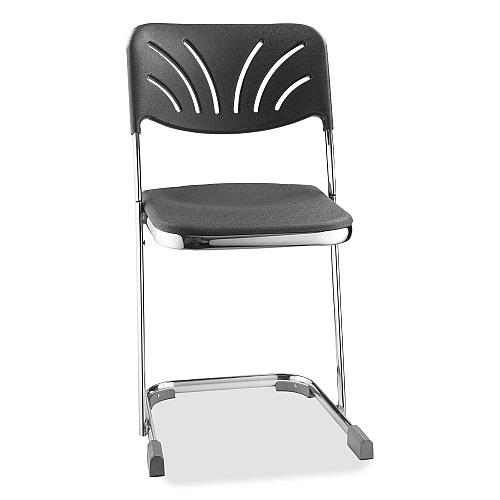 NPS 6600 Series Elephant Z-Stool With Backrest, Supports Up to 500 lb, 18" Seat Height, Black Seat, Black Back, Chrome Frame (6618B)
