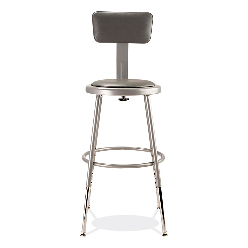 NPS 6400 Series Height Adjustable Heavy Duty Padded Stool with Backrest, Supports Up to 300 lb, 19" to 27" Seat Height, Gray (6418HB)