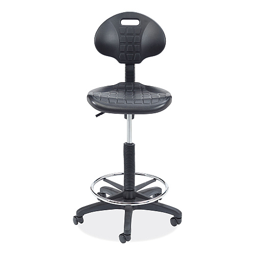 NPS 6700 Series Polyurethane Adj Height Task Chair, Supports 300 lb, 22" to 32" Seat Height, Black Seat, Black Back, Black Base (6722HB)