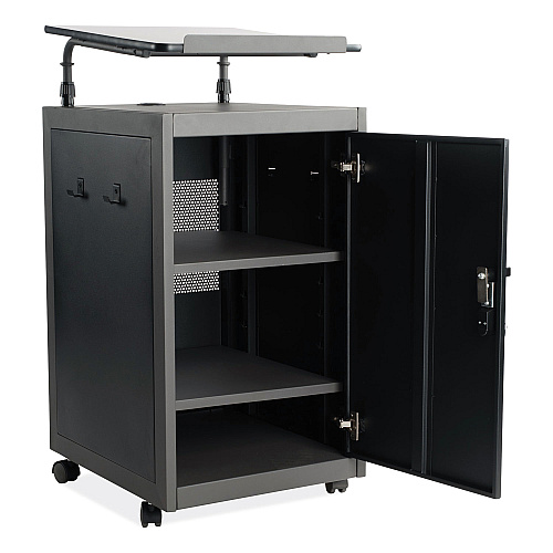 Oklahoma Sound Teacher's WorkPod Lectern, 20 x 24 x 41, Charcoal Slate/Black (TWPL)