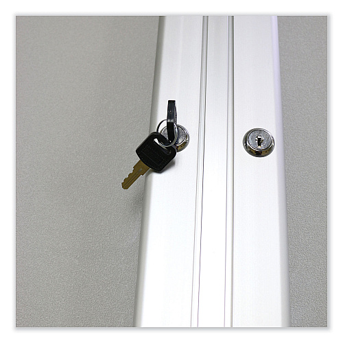 Ghent 3 Door Enclosed Vinyl Bulletin Board with Satin Aluminum Frame, 96 x 48, Silver Surface (PA34896VX193)
