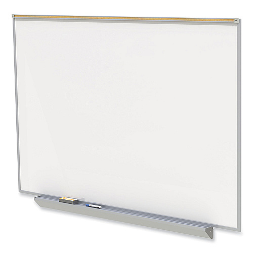 Ghent Proma Magnetic Porcelain Projection Whiteboard with Satin Aluminum Frame, 96.5 x 48.5, White Surface (PRM1484)